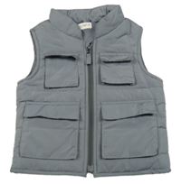 Šedá šusťáková zateplená vesta s kapsami F&F