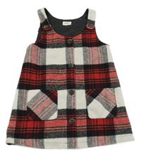 Svetlošedá -červeno-čierne kockované vlnené prepínaci šaty F&F