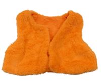 Neónově oranžová kožušinová podšitá crop vesta Shein
