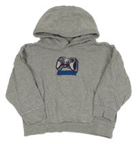 Šedá melírovaná mikina s ovladačem a kapucí Next