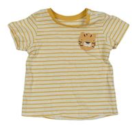 Bielo-žlté pruhované tričko s tigrom Matalan