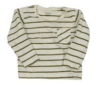 Bílo-khaki pruhované mikinotriko s vreckom Primark