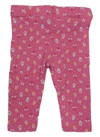 Tmavoružové kvetované legíny Tu