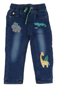 Tmavomodré teplákové rifle so zvířaty Orsolino