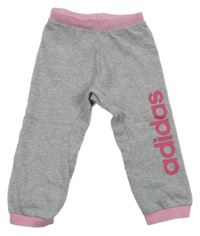 Šedé melírované tepláky s nápisem Adidas
