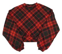 Červeno-tmavozeleno-čierna károvaná crop mikina H&M