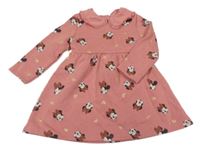 Starorůžové teplákové šaty s Minnie a límečkem Disney