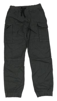 Antracitové plátenné cargo cuff nohavice H&M