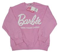 Nové - Růžová mikina s nápisem z překlápěcích flitrů - Barbie Zara