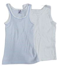2x košilka - bílá + bílo-barevná pruhovaná