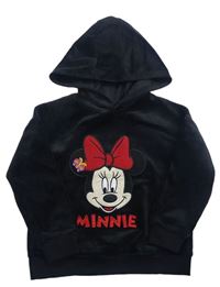 Čierna zamatová mikina s Minnie a kapucňou Disney