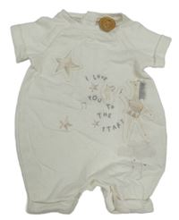 Biely kraťasový overal s nápisom a obrázkom Mothercare