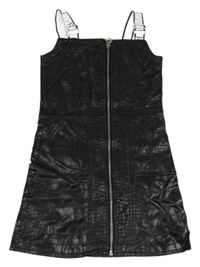 Černé vzorované propínací koženkové šaty River Island