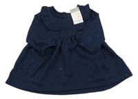 Nové - tmavomodré pletené třpytivé šaty Primark