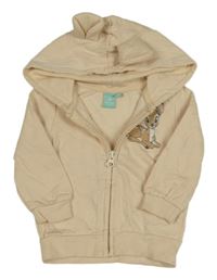 Světlebéžová propínací mikina s Bambim a kapucí s oušky Disney