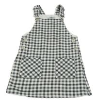 Sivo-biele kockované podšité na traké šaty s vreckami Dopodopo