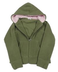 Khaki fleecová propínací mikina s kapucí x-mail