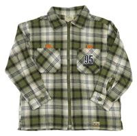 Zeleno-biela kockovaná košeľa s vreckami