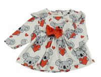 Bielo-sivé šaty s medveďmi a mašlou Shein