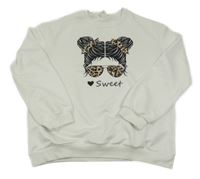 Biela mikina s dívkou shein