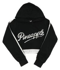 Čierna ľahká crop mikina s logom a kapucňou Pineapple
