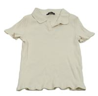 Smotanové rebrované polo tričko C&A