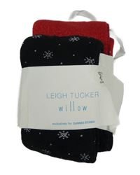 Nové - 2x punčocháče - černé vzorované + červené třpytivé dunnes