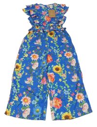 Nové - modro-barevný květovaný lehký kalhotový overal Monsoon