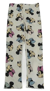 Bílé žebrované legíny s Minnie Disney