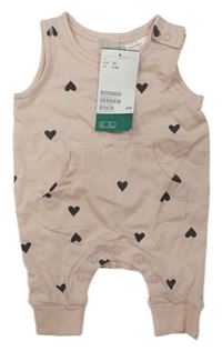 Nové - svetloružový overal so srdiečkami H&M
