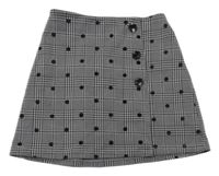 Čierna kostkovaná/puntíkatá sukňa s gombíkmi Primark