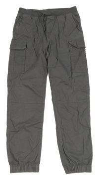 Sivé plátenné cuff nohavice s vreckami H&M