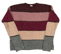 Farebný pruhovaný trblietavý vlnený sveter Next
