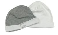 2x bavlněná čepice - šedá melírovaná s logem Nike + biela