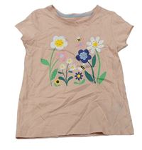 Svetloružové tričko s kvetmi zn. Mothercare
