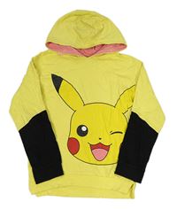 Žluto-černá mikina s kapucí - Pikachu 