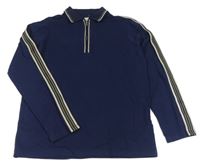 Tmavomodro-béžové polo tričko s pruhmi zn. River Island