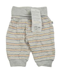 Nové - Sivo-bielo-oranžové pruhované tepláky