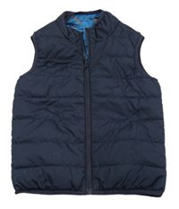 Tmavomodrá šušťáková zateplená obojstranná vesta