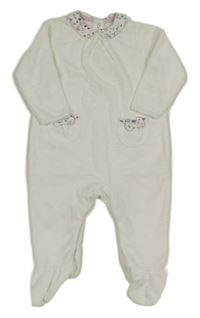 Bílý sametový žebrovaný overal s květovanými prvky C&A