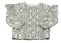 Sivo-biela mikina s hadím vzorom a volánikmi Matalan