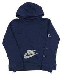 Tmavomodrá mikina s kapucí a logy Nike
