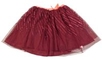 Vínová tylová sukně s flitry