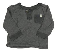 Šedé melírované žebrované triko 