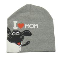 Šedá čepice s ovečkou a nápisem 