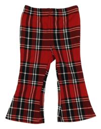 Černo-bílo-červené kostkované flare legíny Shein