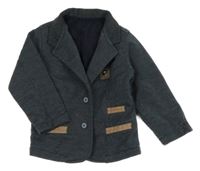 Černo-světlemodré melírované teplákové podšité sako 