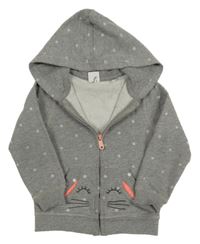 Sivá bodkovaná á prepínaci mikina s ňufáčikom  a kapucňou Cool Club