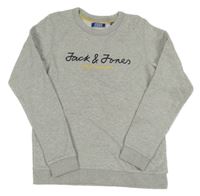 Svetlosivá melírovaná mikina s logom Jack & Jones
