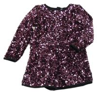 Čierno-ružový zamatový kraťasový overal s flitrami Tu